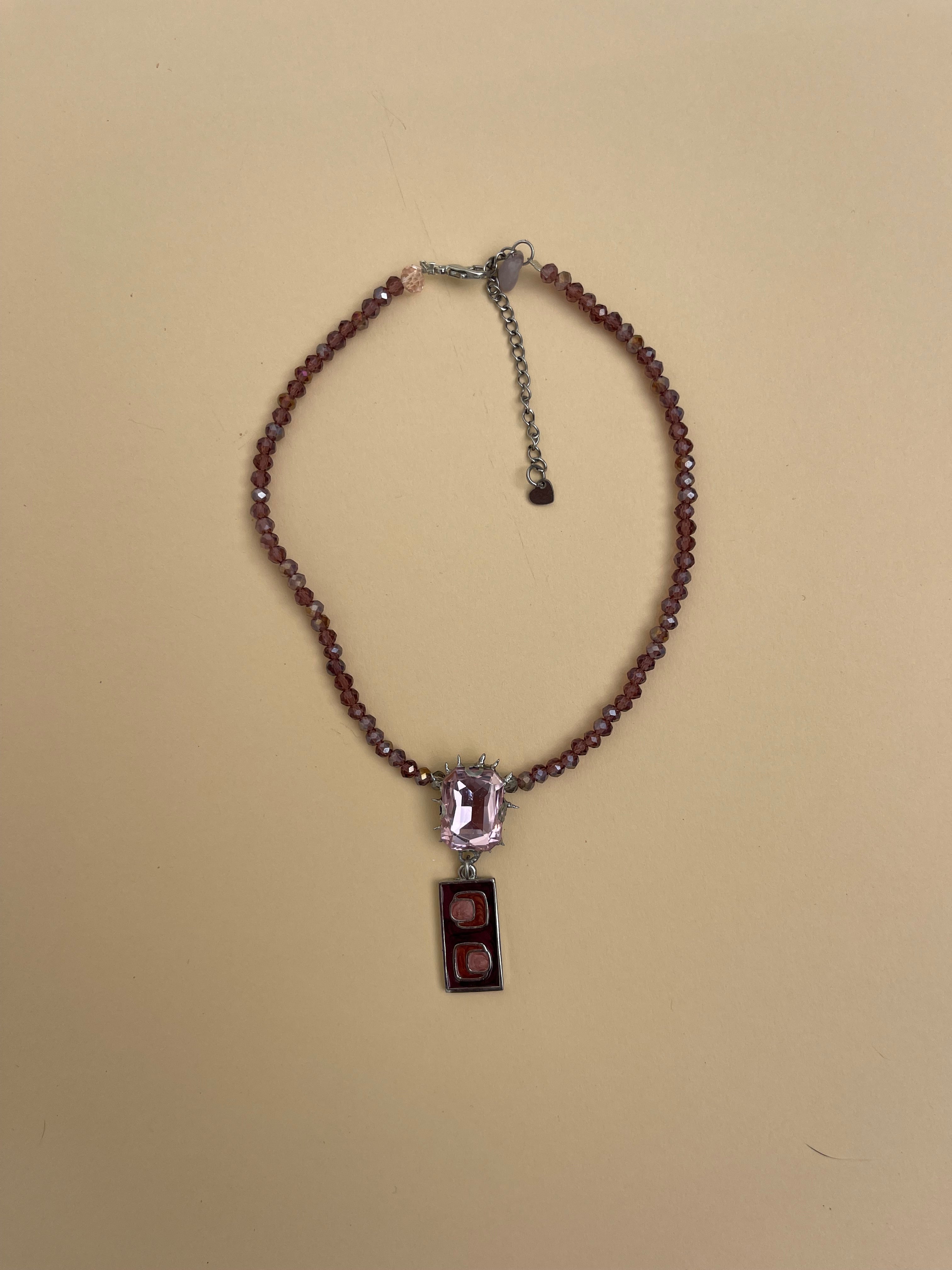 Plum choker with vintage pendant