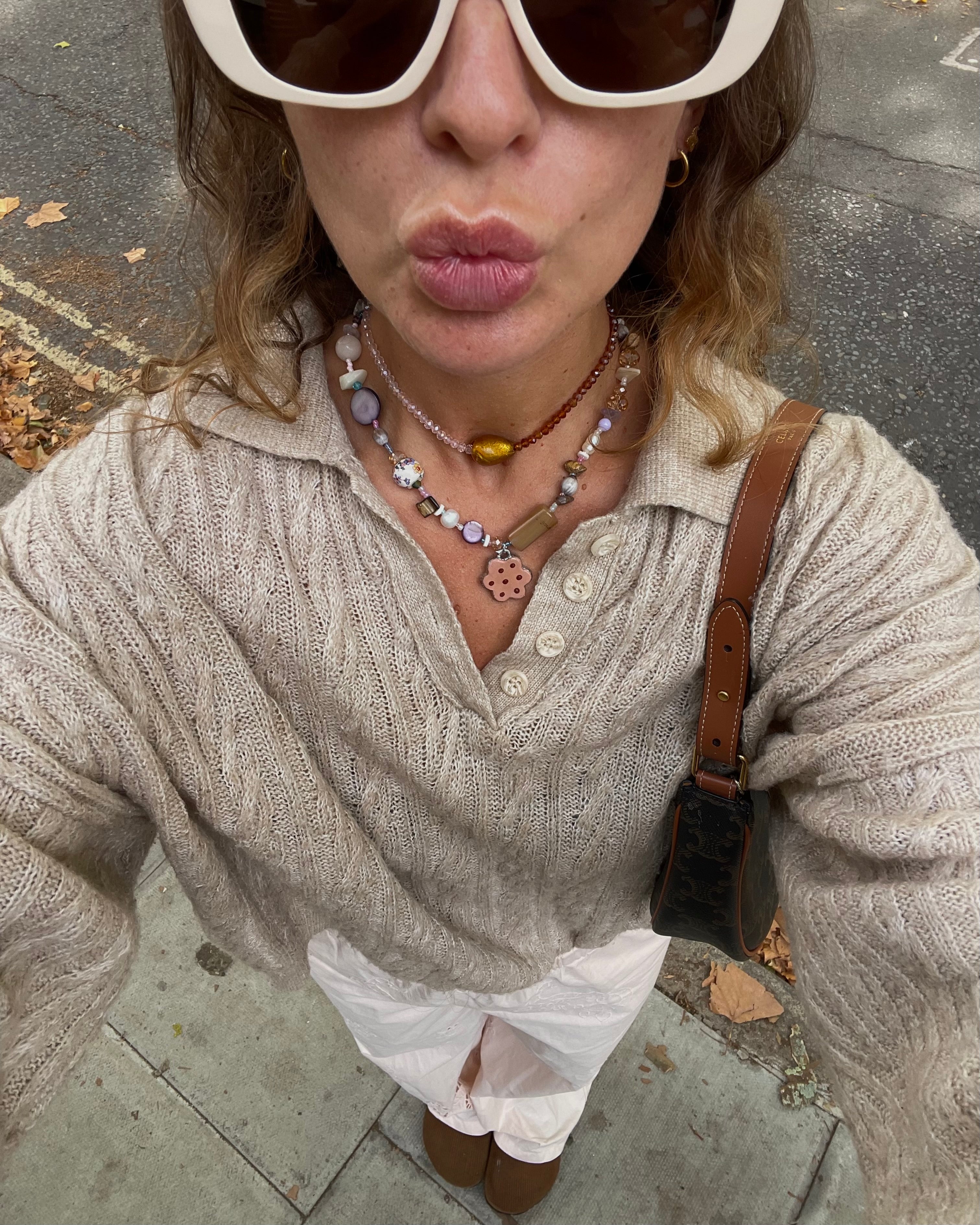 Polka dot beaded necklace