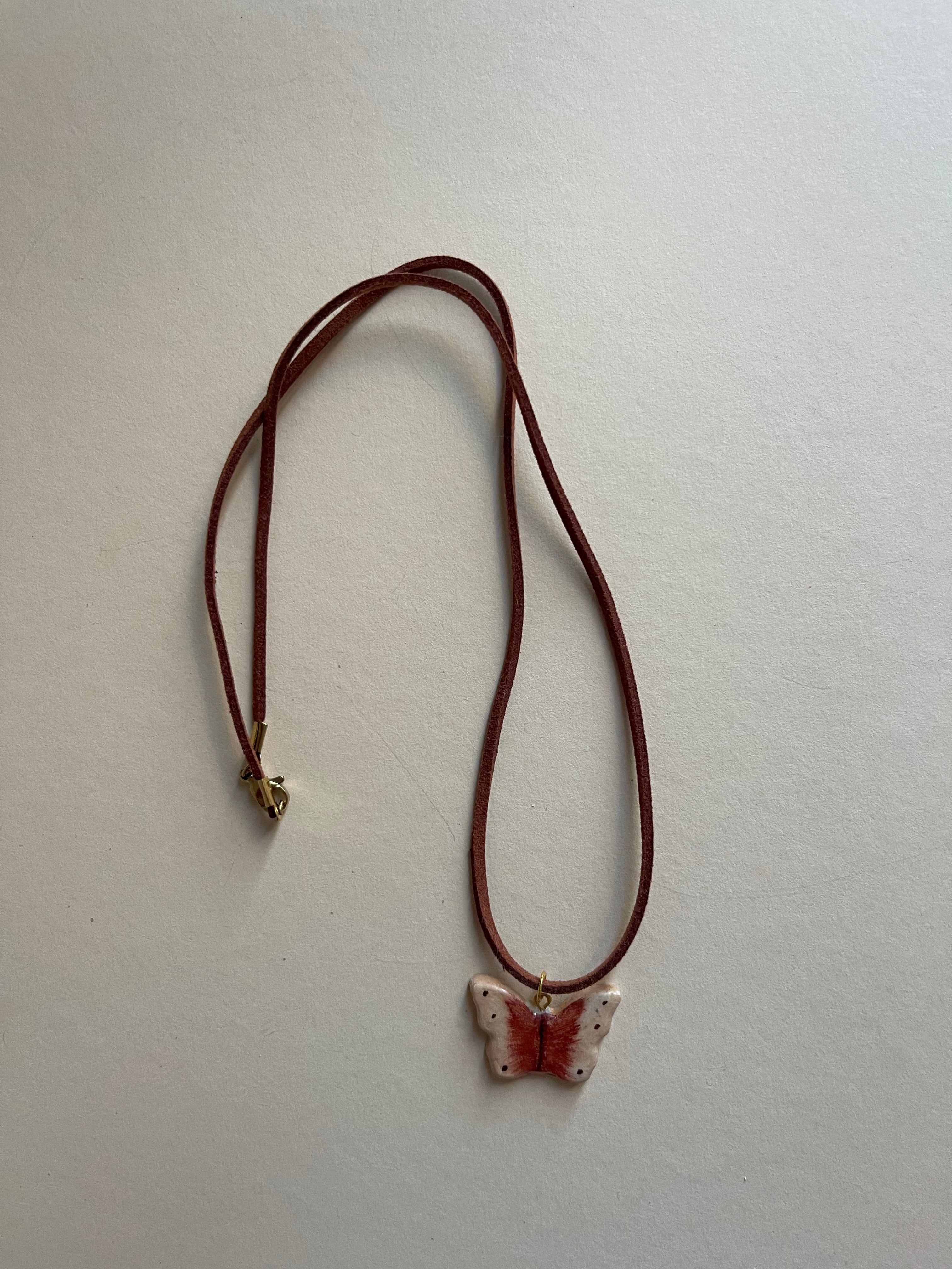 Brown butterfly on leather