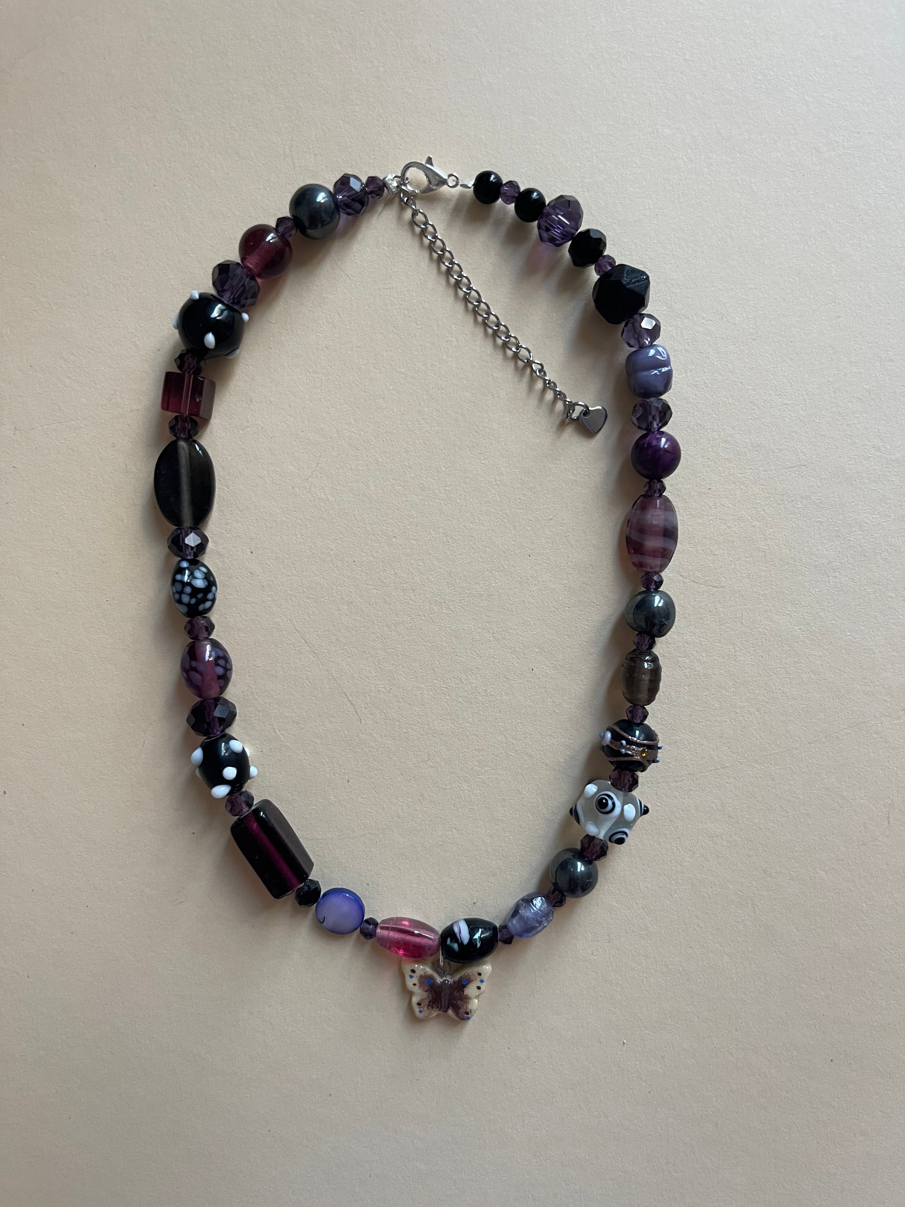 Black/purple butterfly necklace