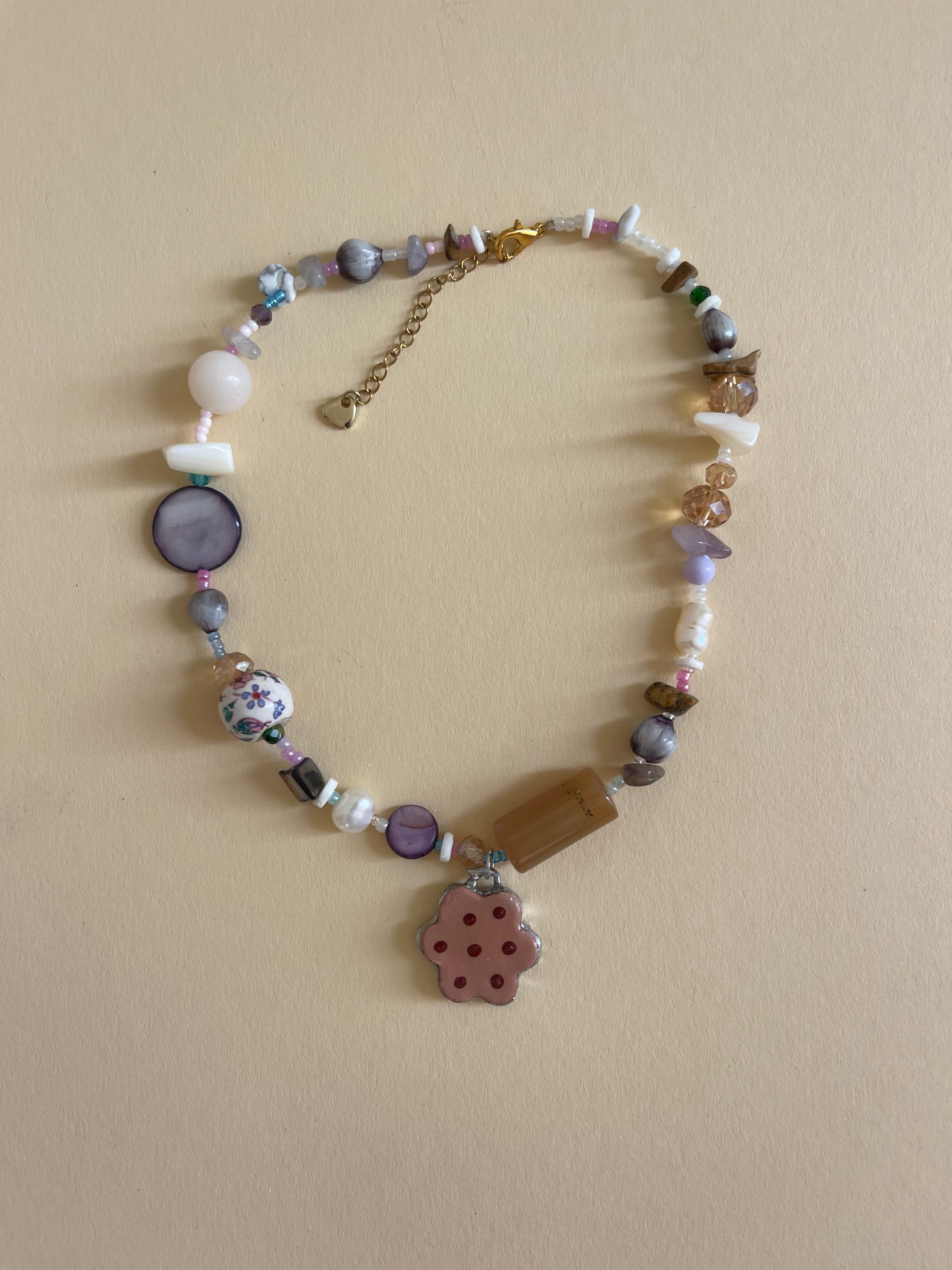 Polka dot beaded necklace