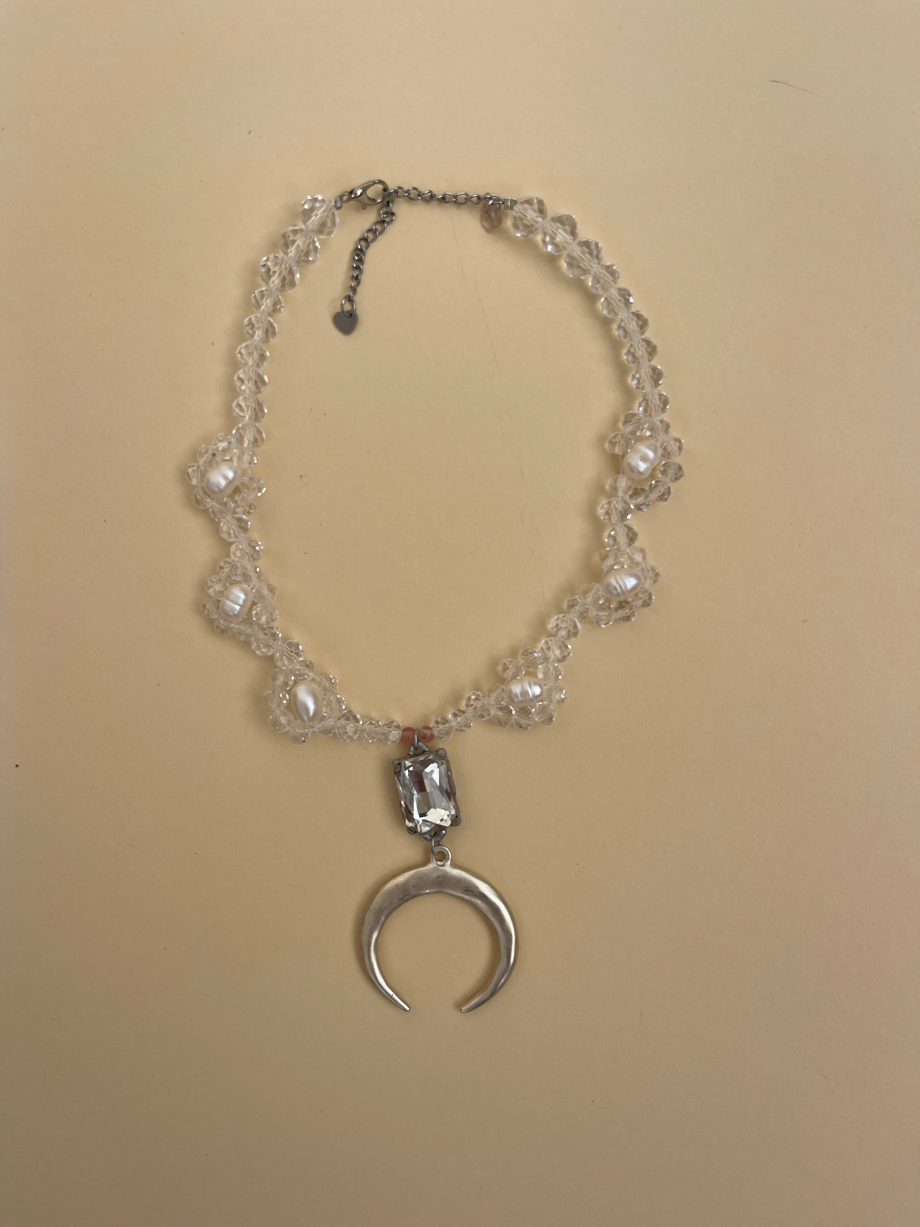 Daisy chain moon necklace