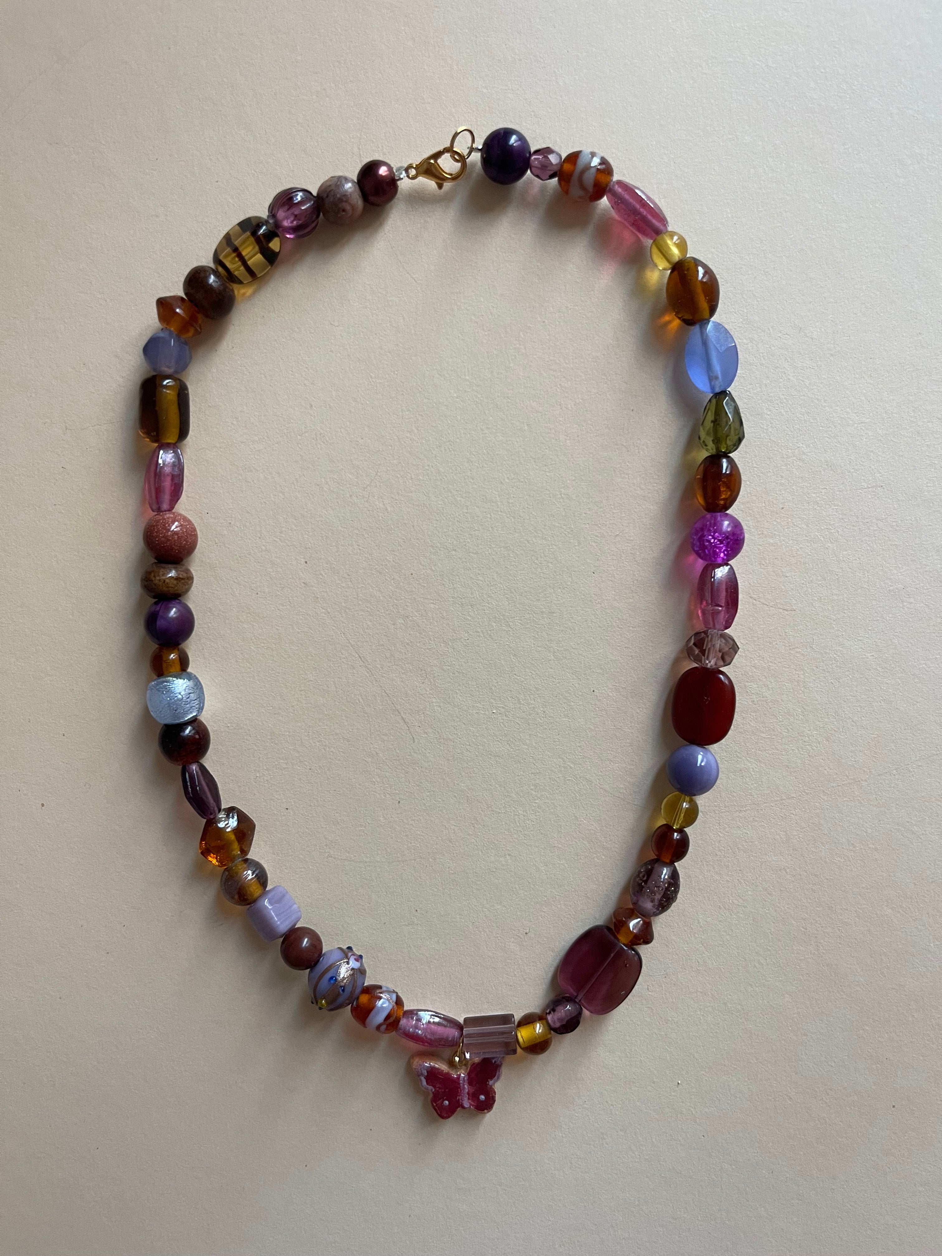 Warm colours butterfly necklace