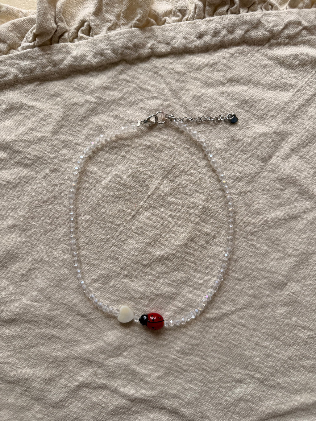Clear glass ladybug necklace