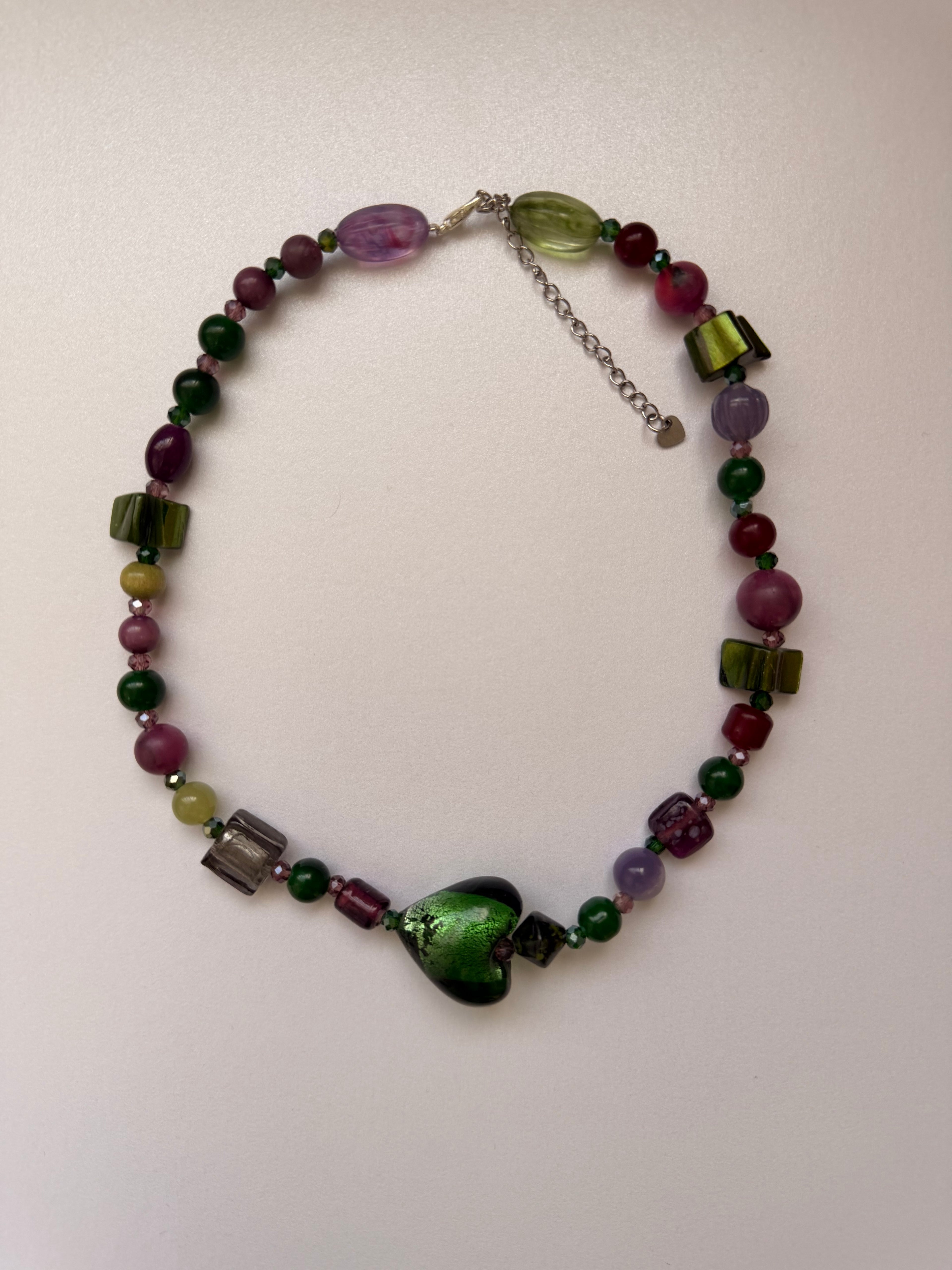 Sage and purple heart necklace