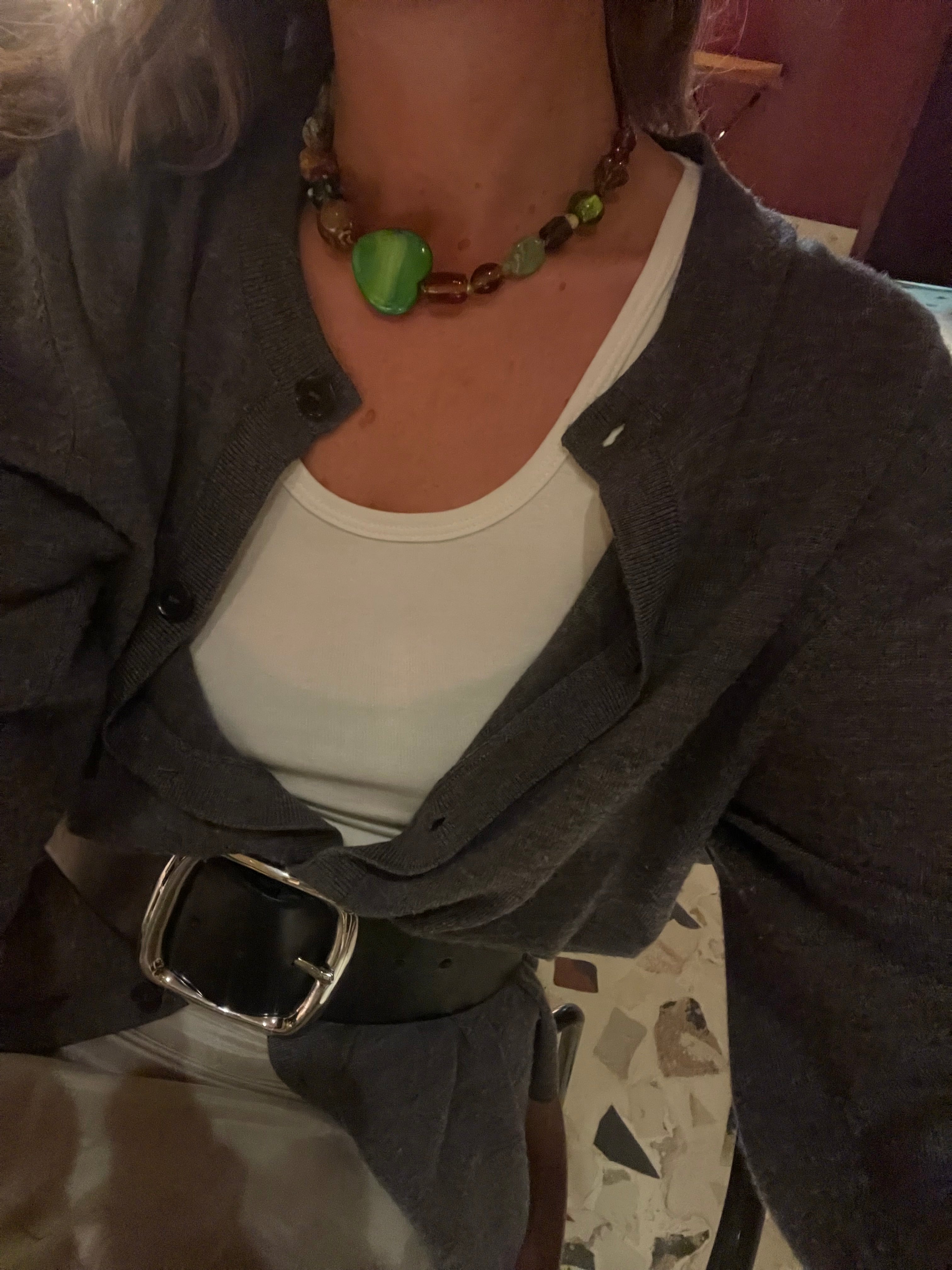 Green tonal heart necklace