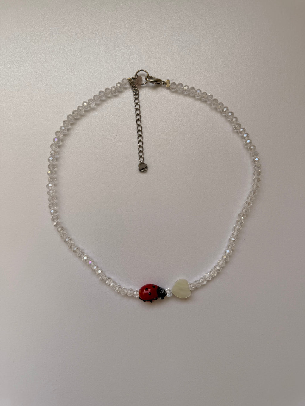 Clear glass ladybug necklace