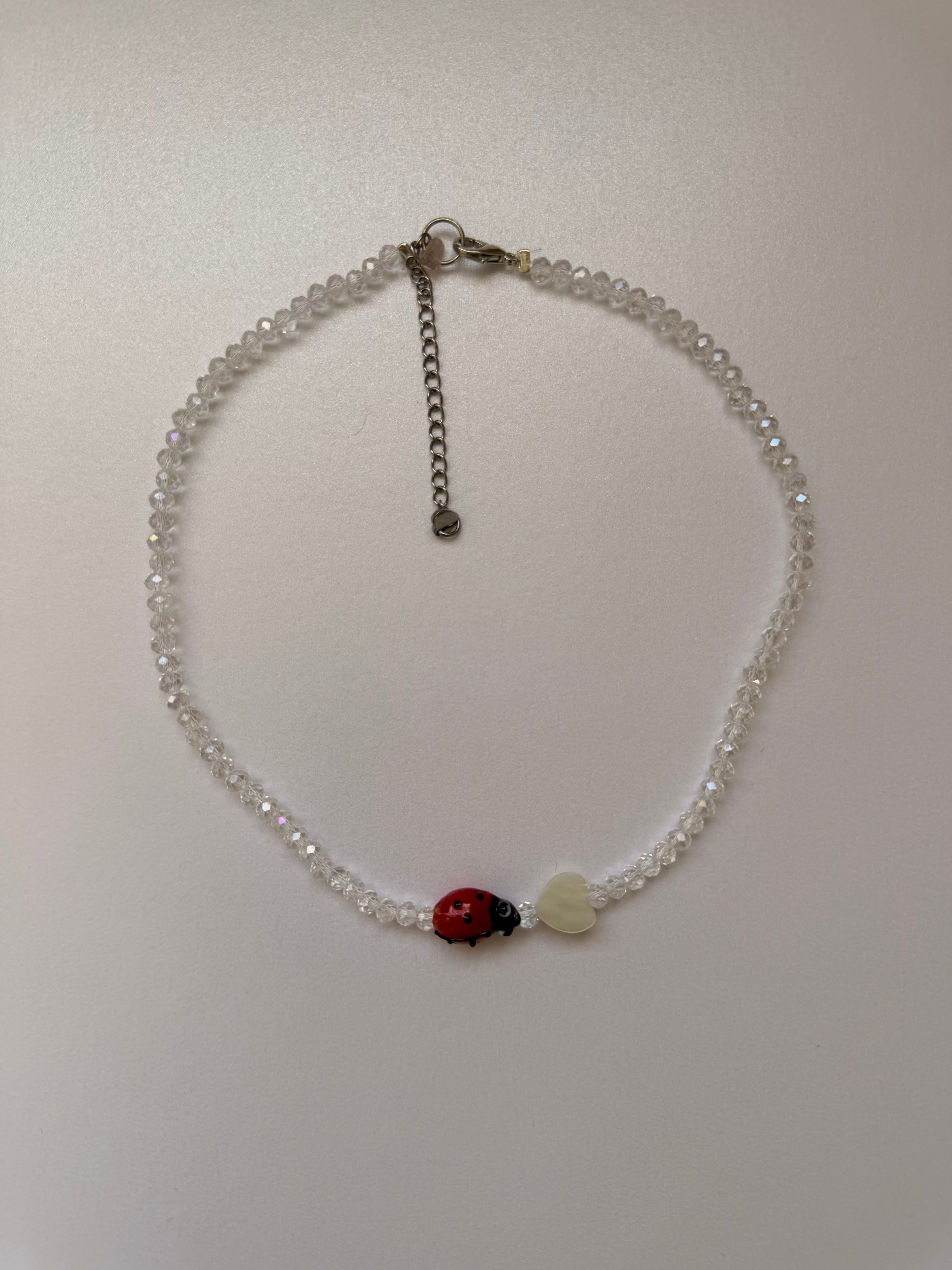 Clear glass ladybug necklace