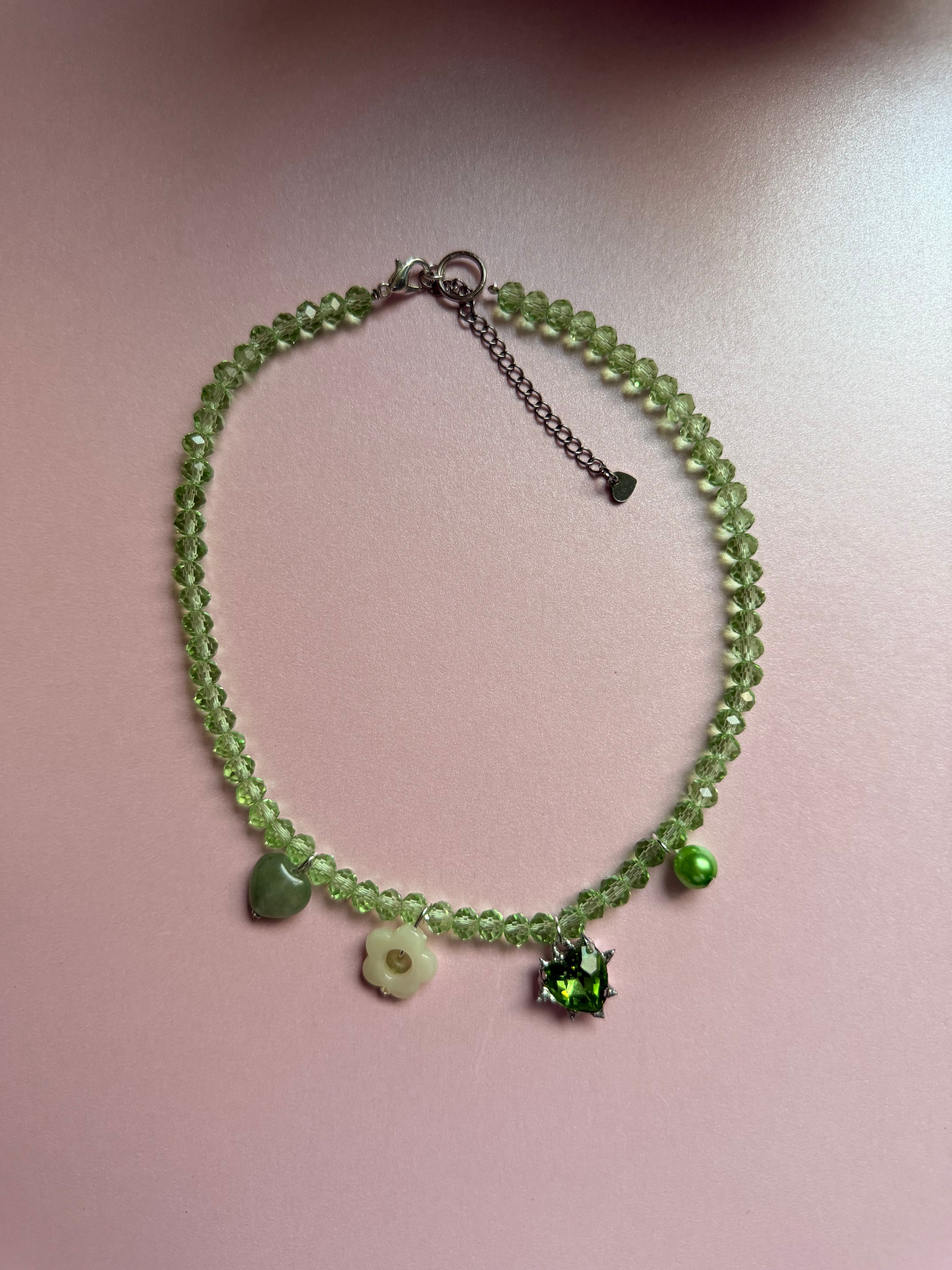 Green charm necklace