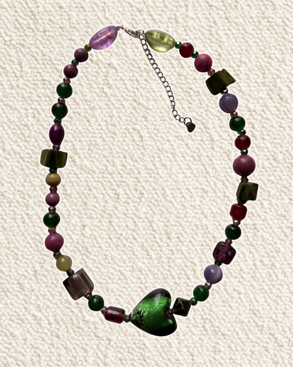 Sage and purple heart necklace