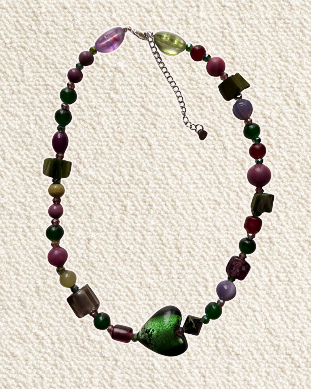 Sage and purple heart necklace