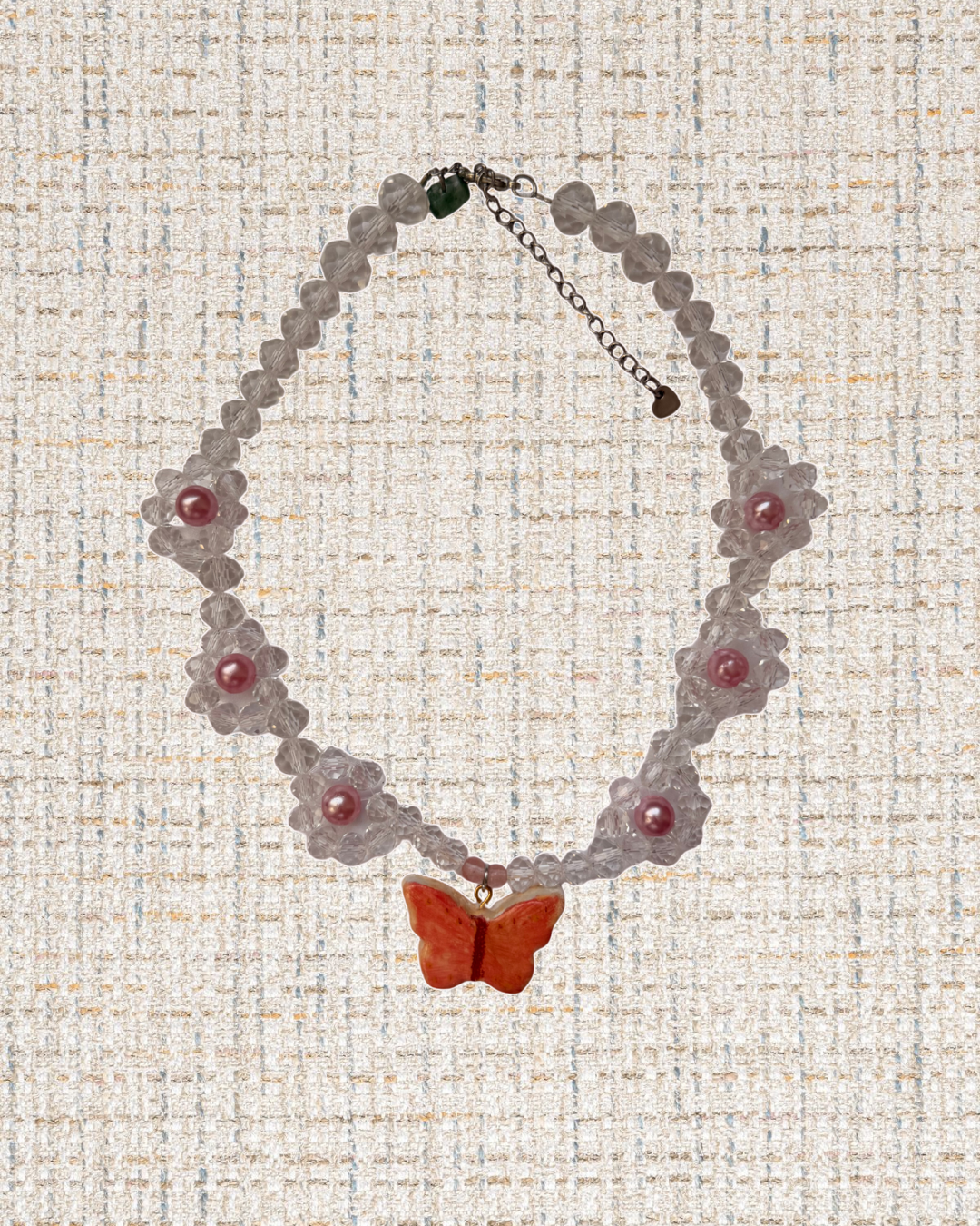 Daisy chain butterfly necklace