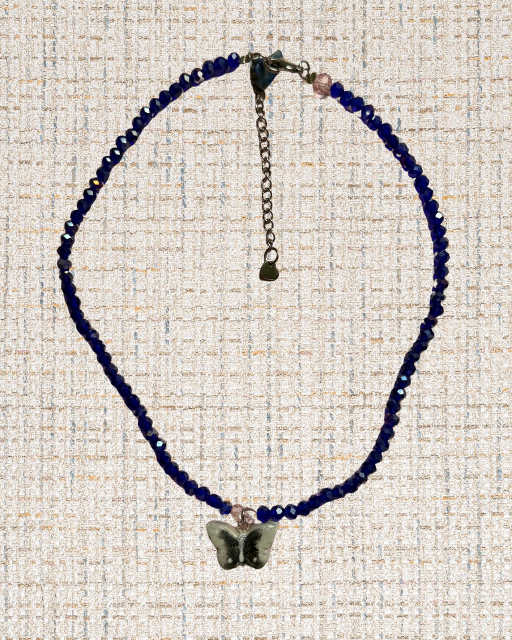 Navy butterfly necklace