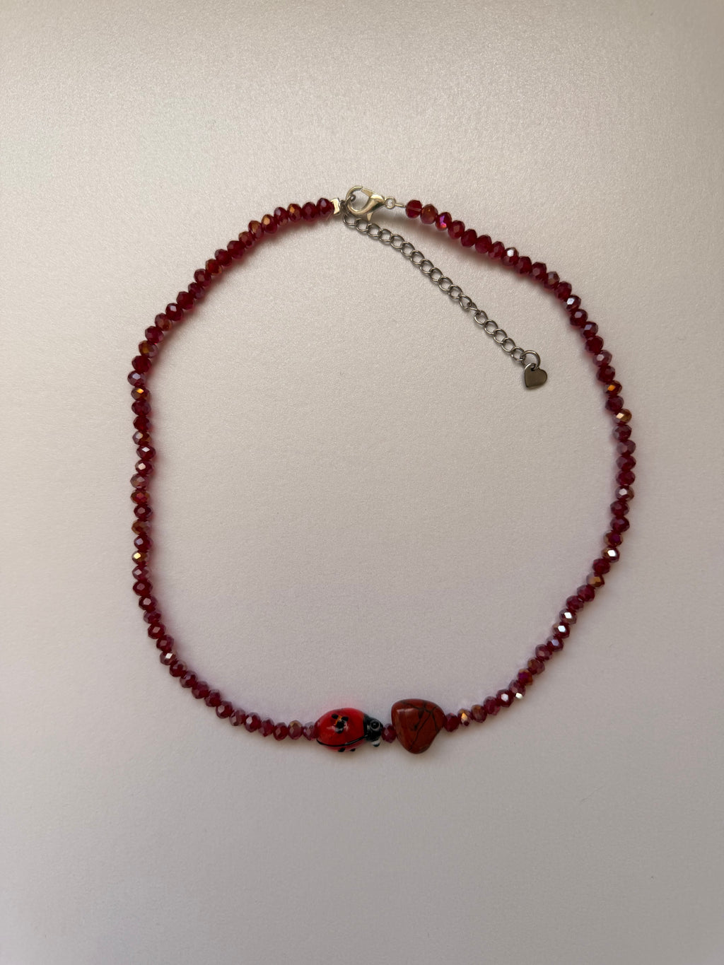 Red glass ladybug necklace