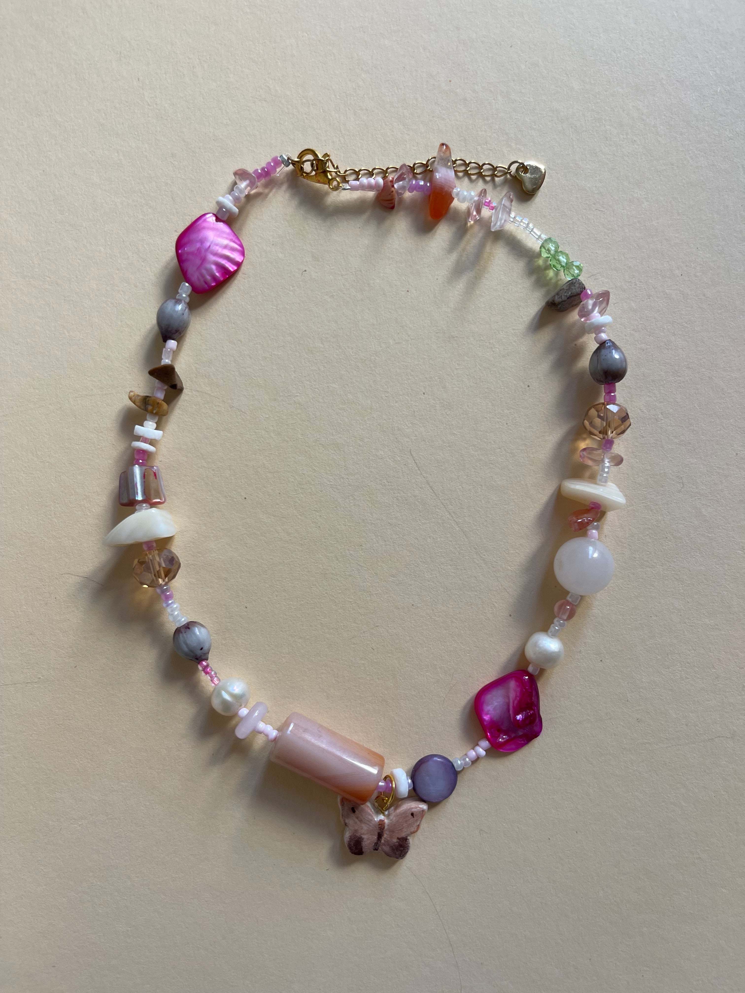 Pink/lilac butterfly necklace