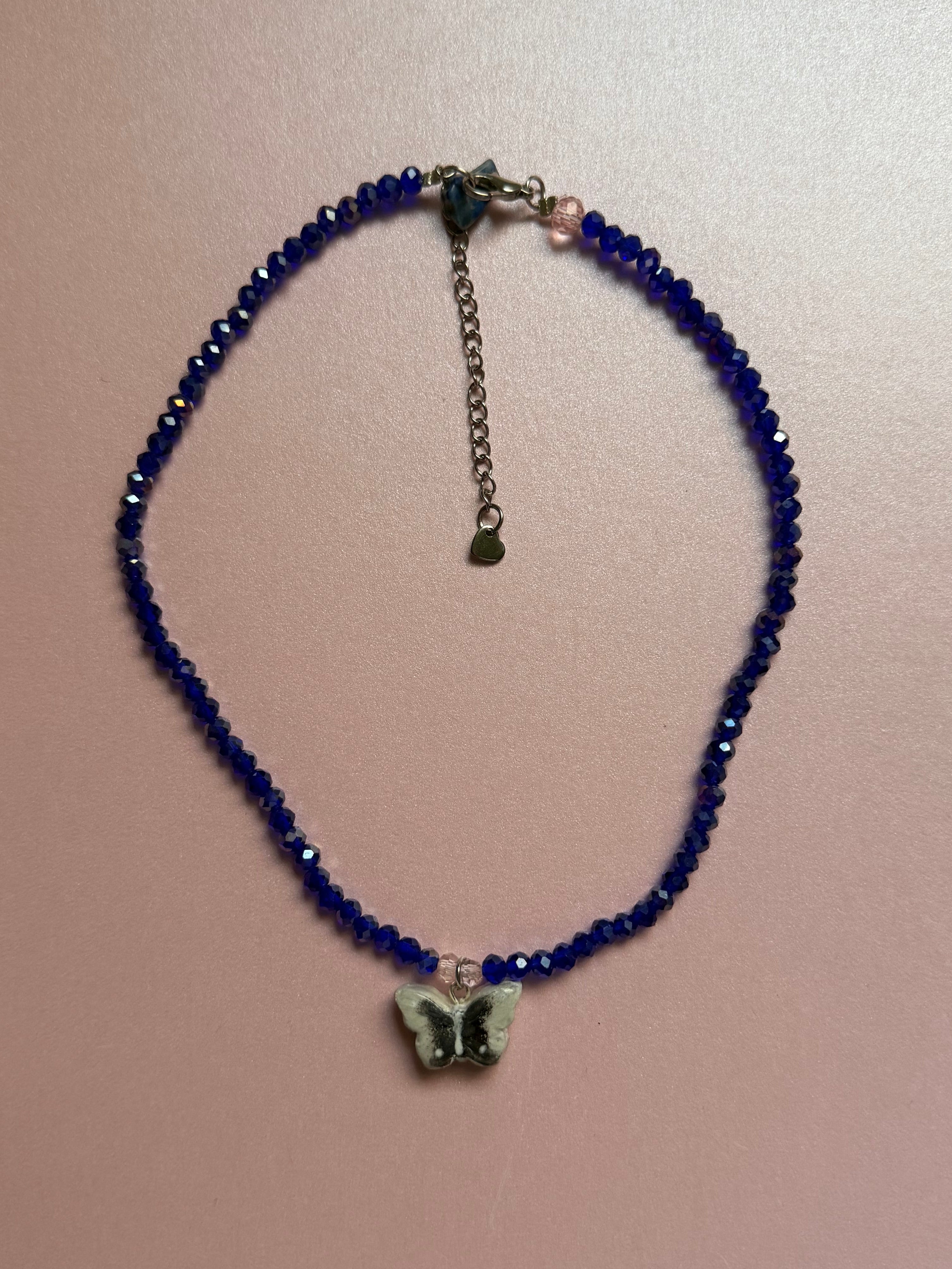 Navy butterfly necklace