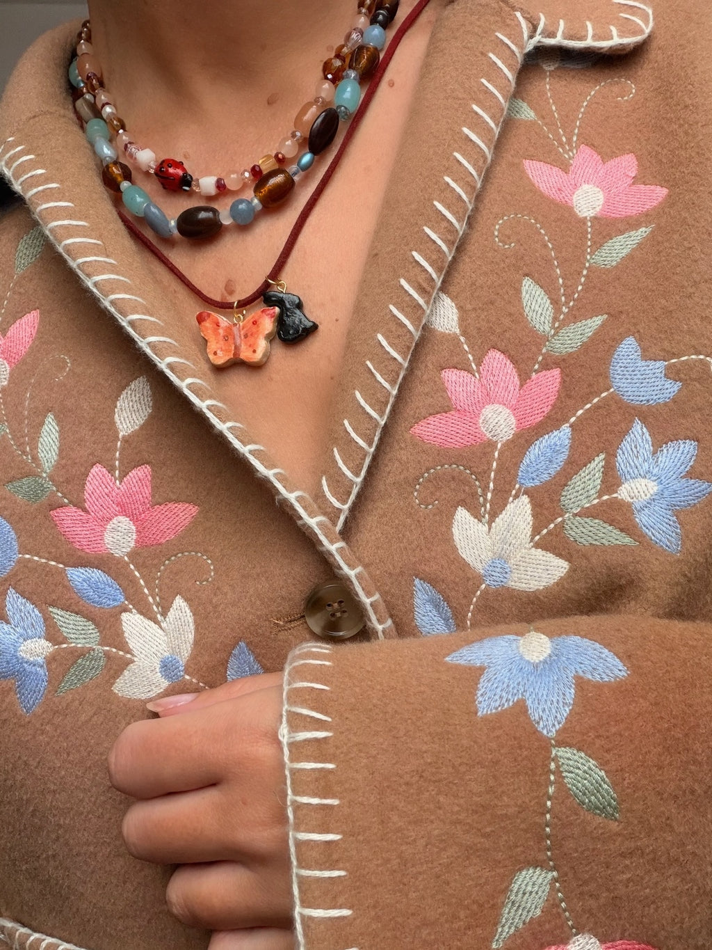 Multi colour ladybug necklace