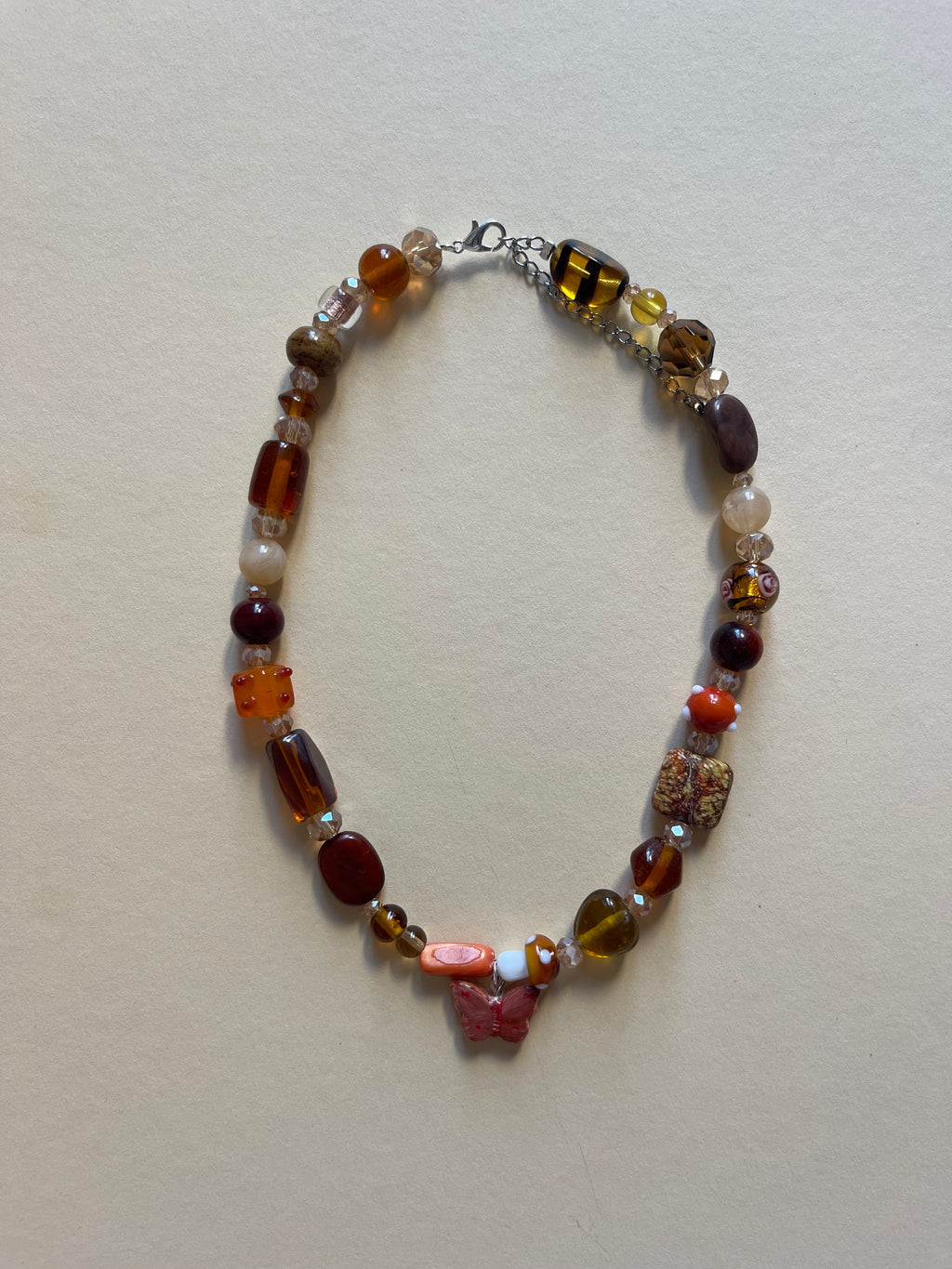 Warm tone butterfly necklace