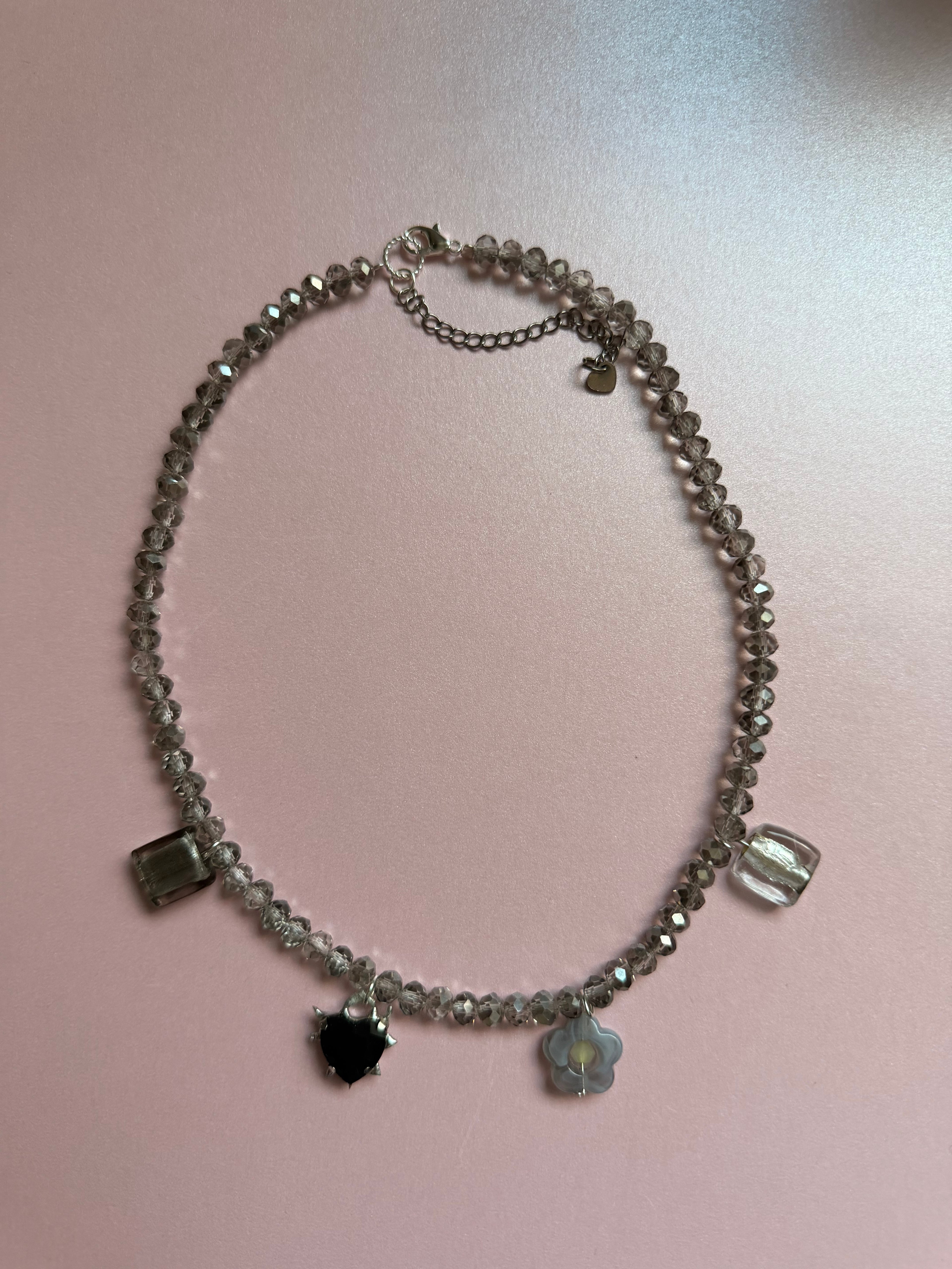 Grey charm necklace