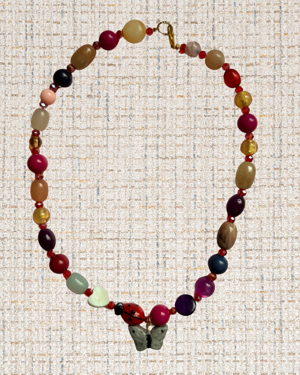 Butterfly necklace with ladybug