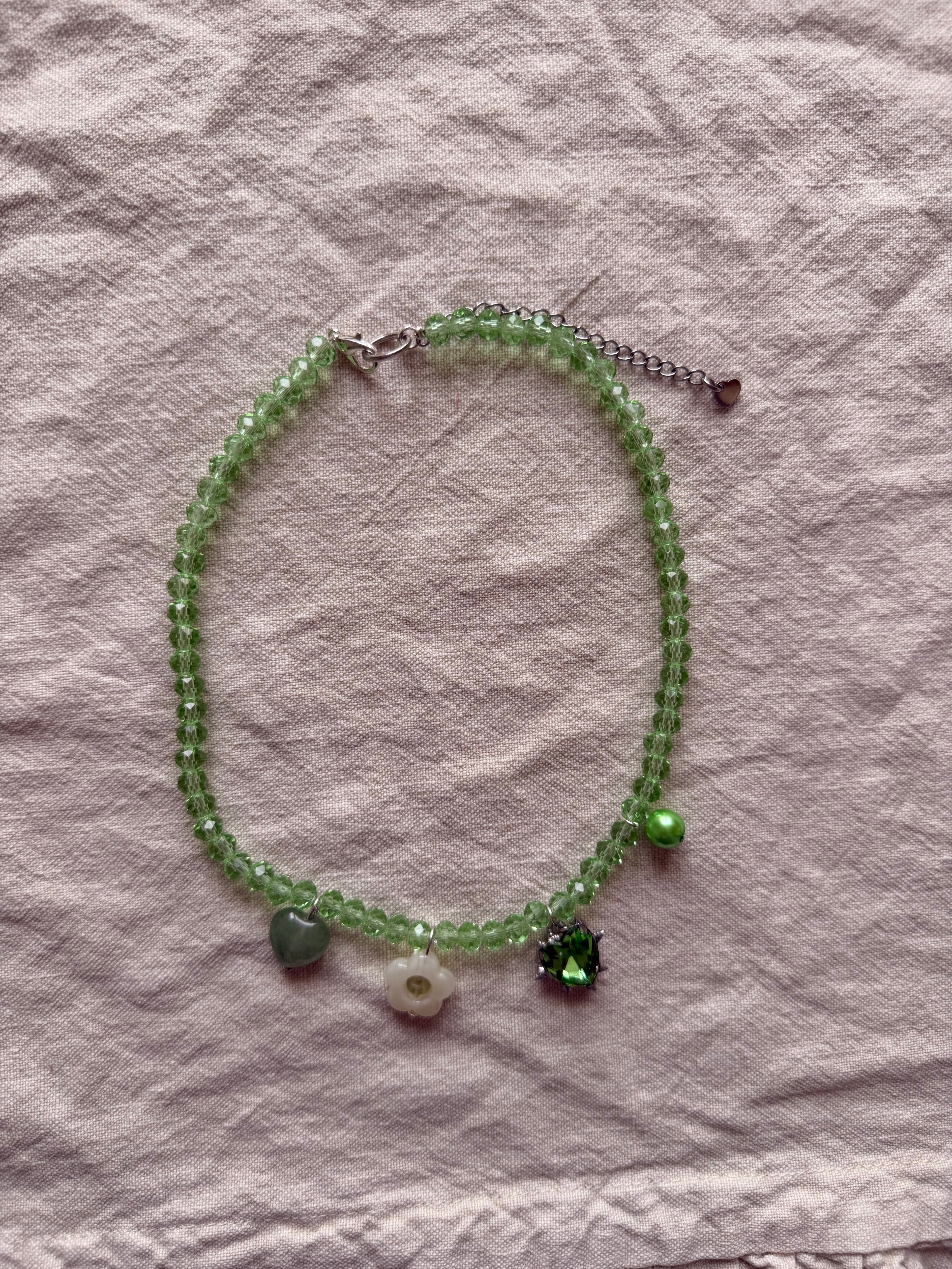 Green charm necklace