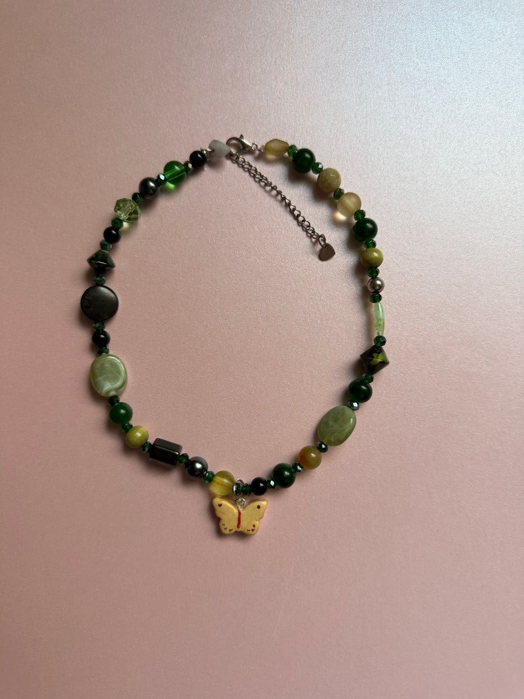 Green butterfly necklace