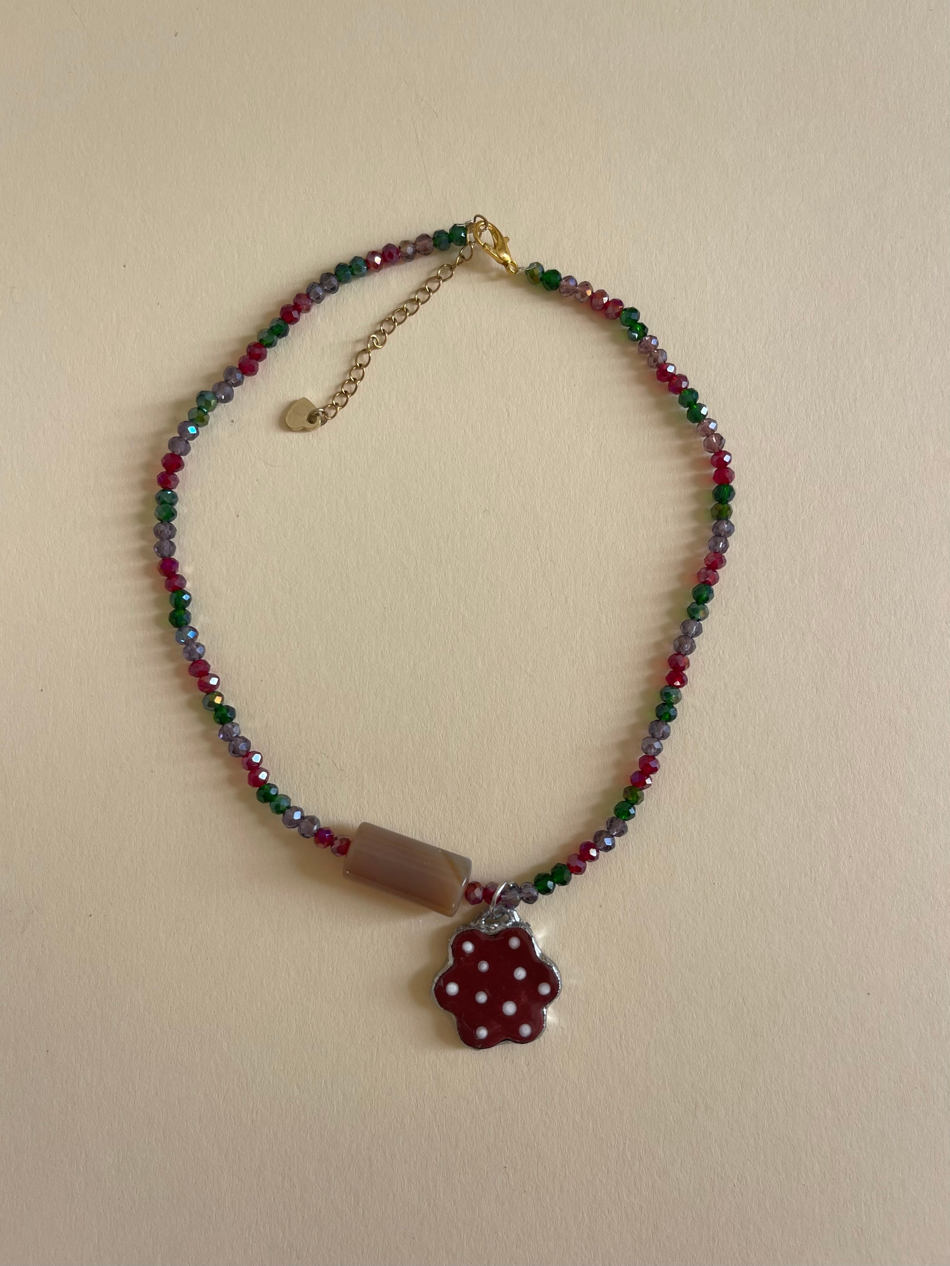 Red polka dot necklace