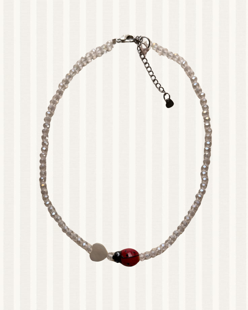 Clear glass ladybug necklace