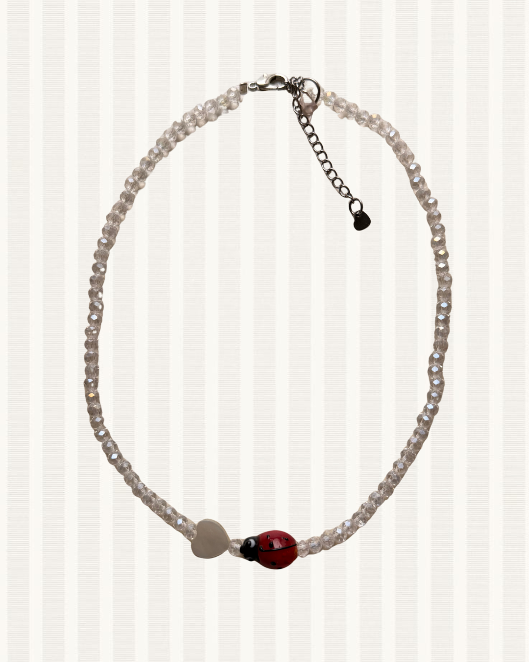 Clear glass ladybug necklace