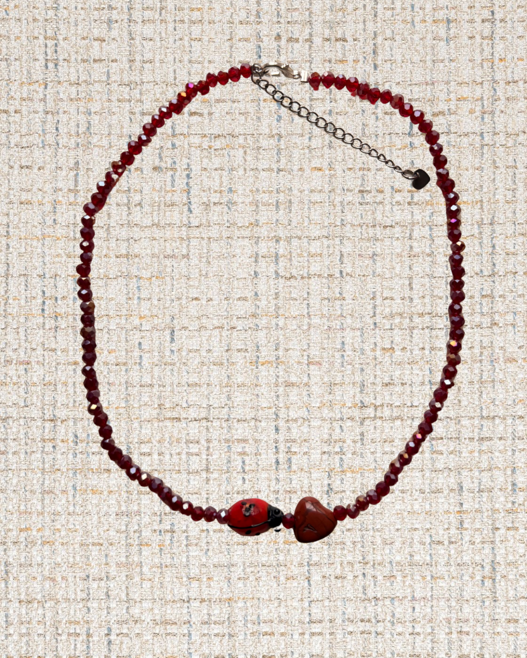 Red glass ladybug necklace