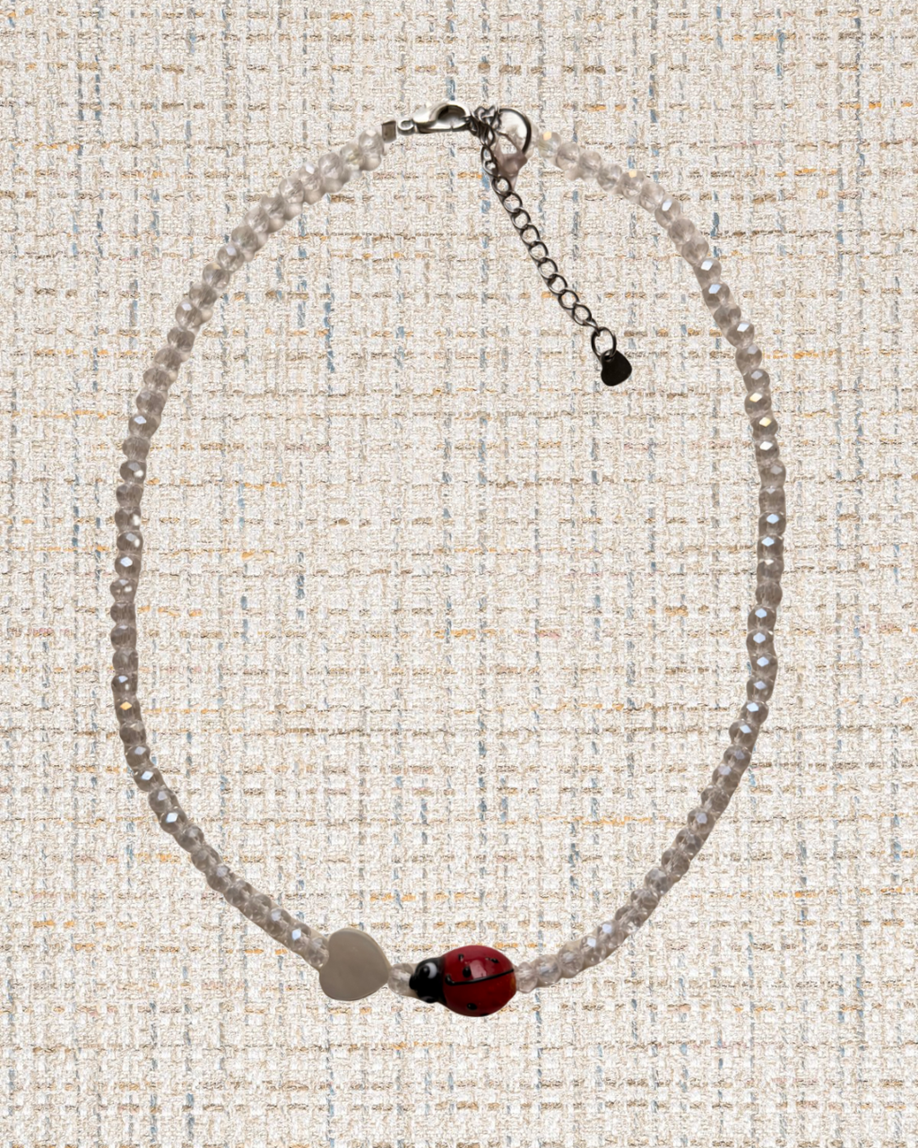 Clear glass ladybug necklace
